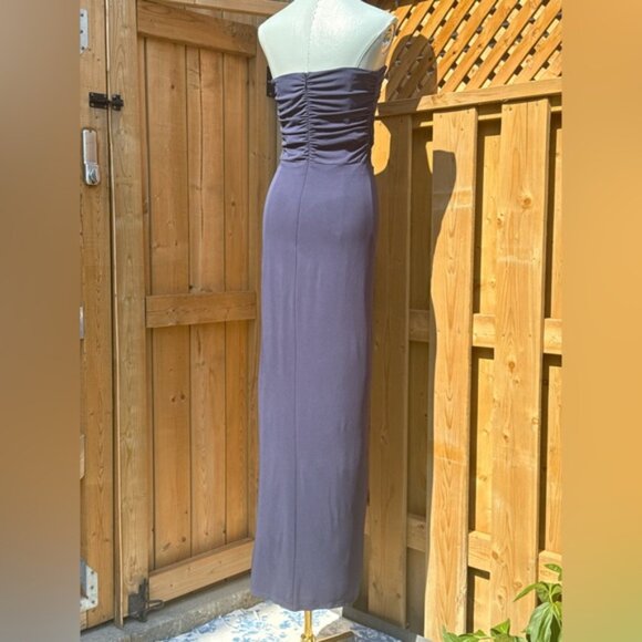 🆕 SIMKHAI 🧿 NWOT Emma Draped Jersey Bustier Midi Dress, Midnight Blue Sz US 8 - Picture 7 of 16